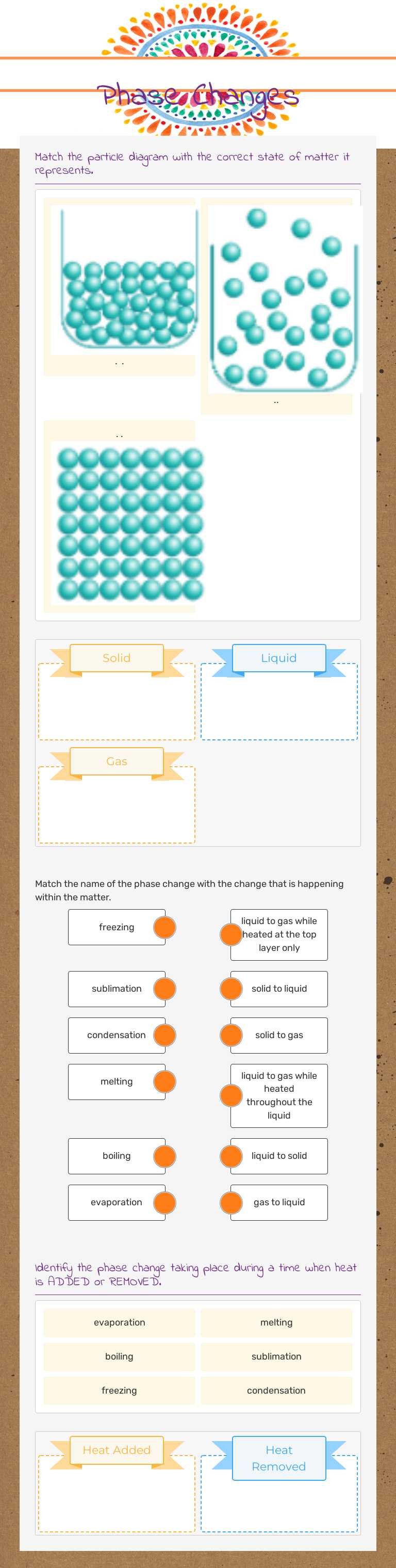 Phase Changes worksheet preview image