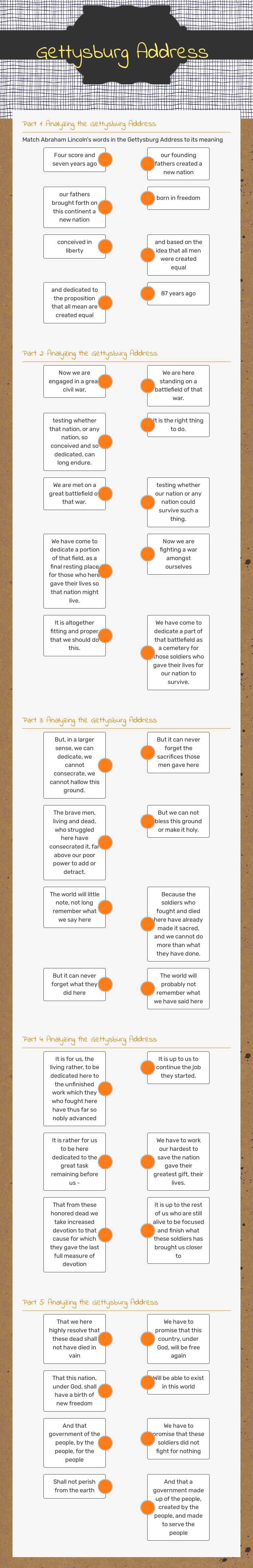 Gettysburg Address Grade 8 worksheet preview