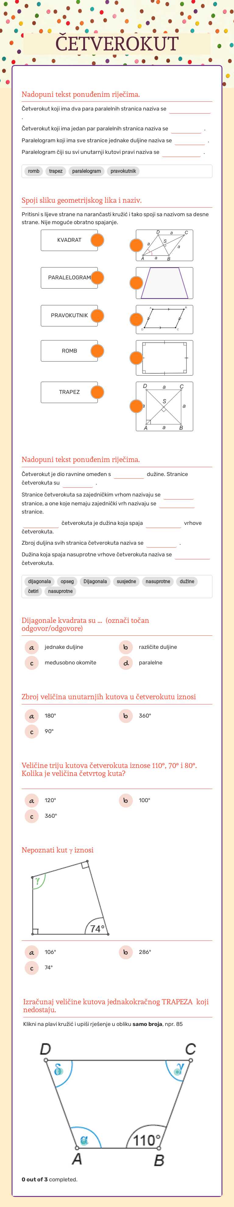 ČETVEROKUT worksheet preview image