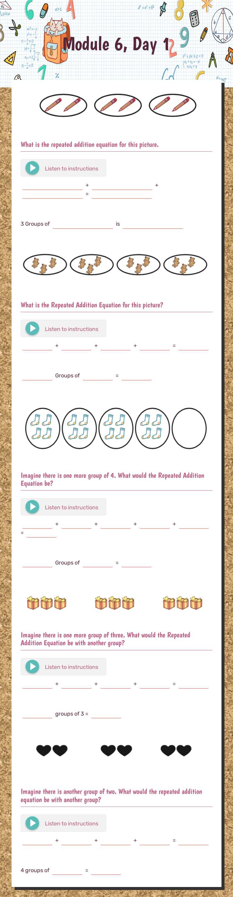 Module 6, Day 1 worksheet preview image