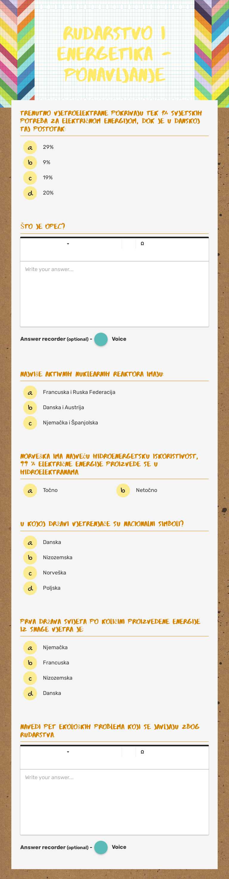 Rudarstvo i Energetika - ponavljanje Grade 7 worksheet preview