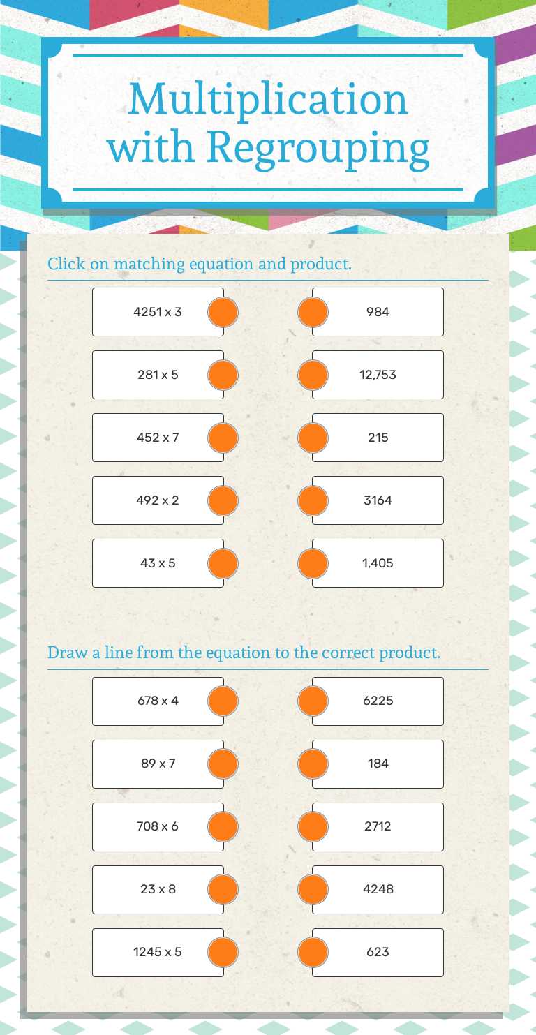 Multiplication with Regrouping Grade 4 worksheet preview