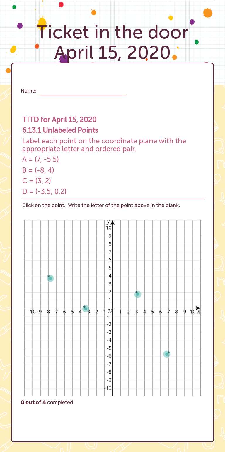 Ticket in the door April 15, 2020 Grade 6 worksheet preview