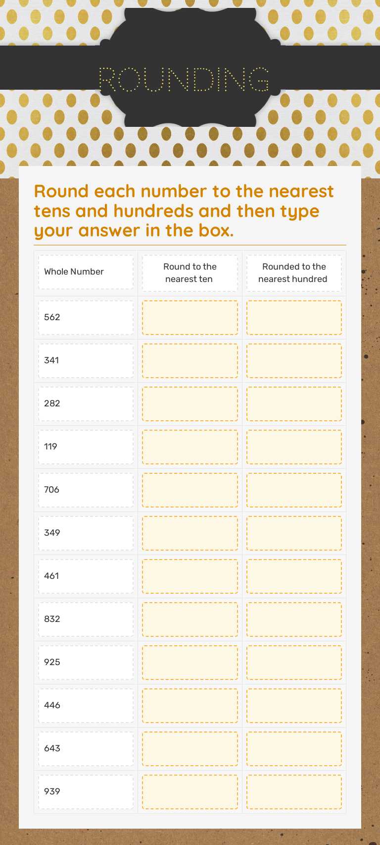 Rounding Grade 3 worksheet preview