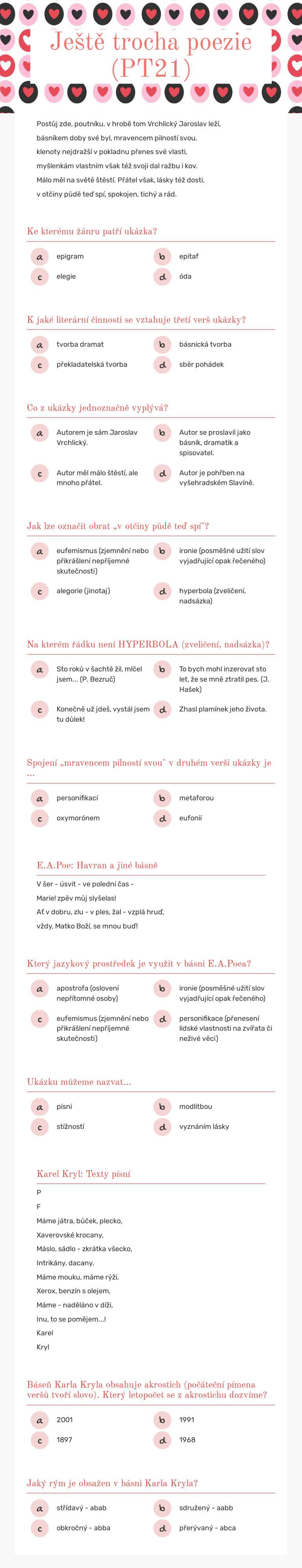 Ještě trocha poezie (PT21) worksheet preview image