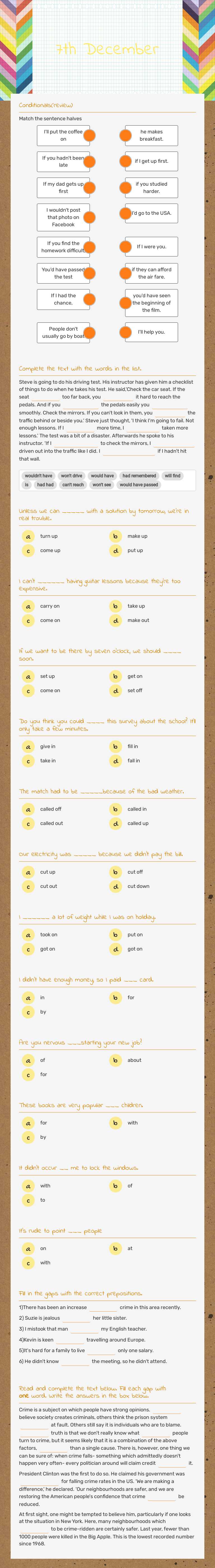 7th December worksheet preview image