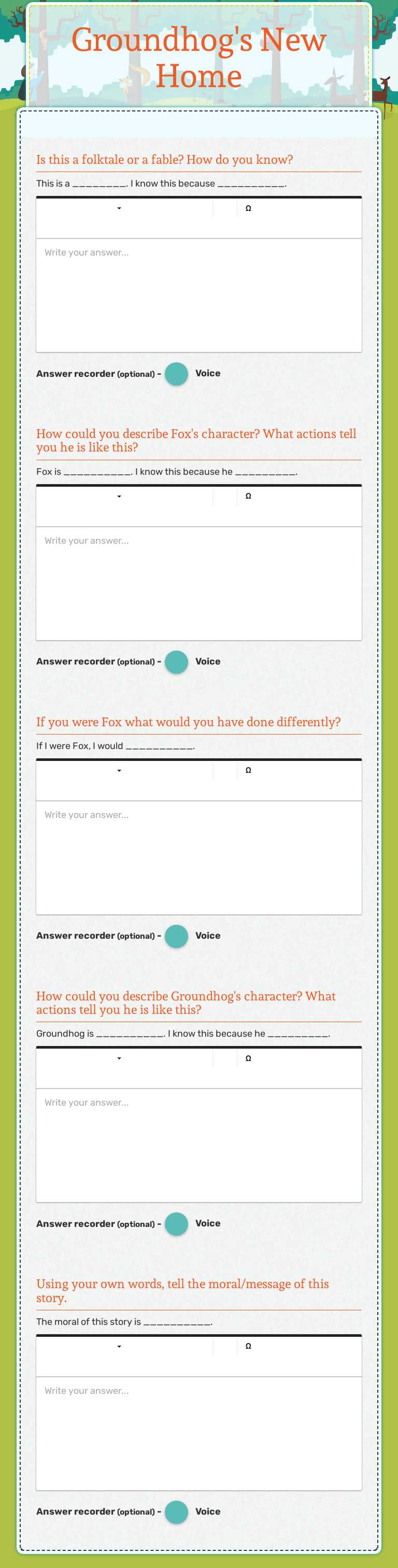 Groundhog's New Home worksheet preview image