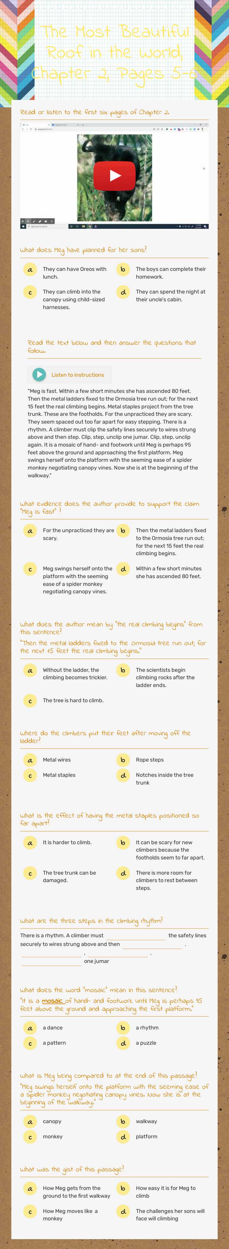 The Most Beautiful Roof in the World, Chapter 2, Pages 5-6 worksheet preview
