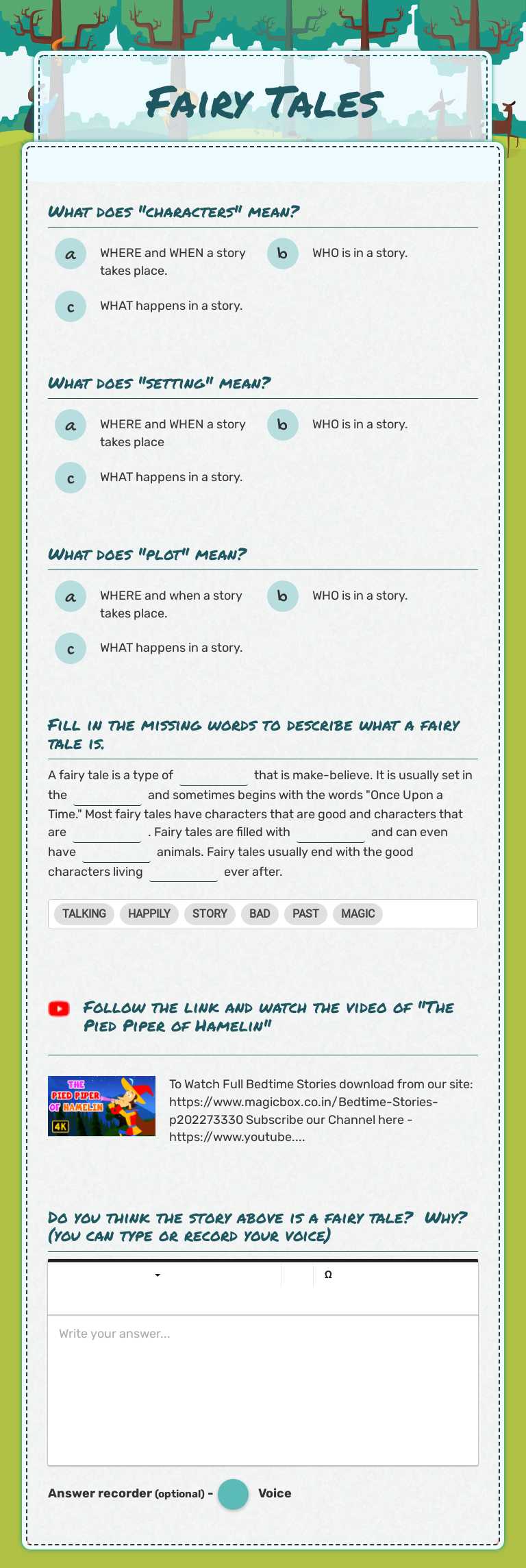 Fairy Tales worksheet preview image