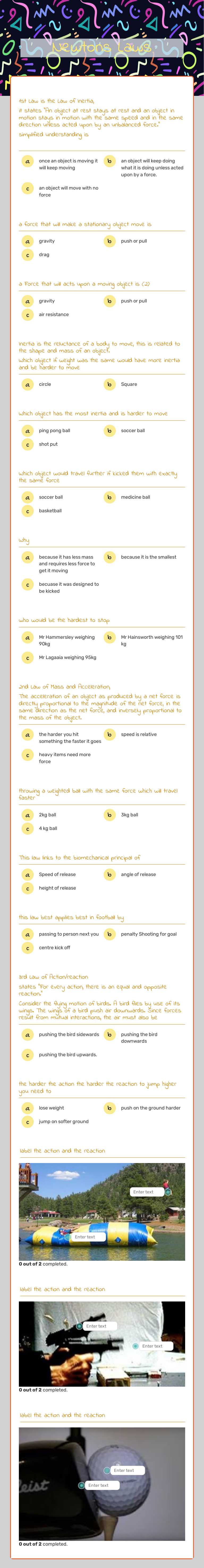 Newtons Laws worksheet preview image