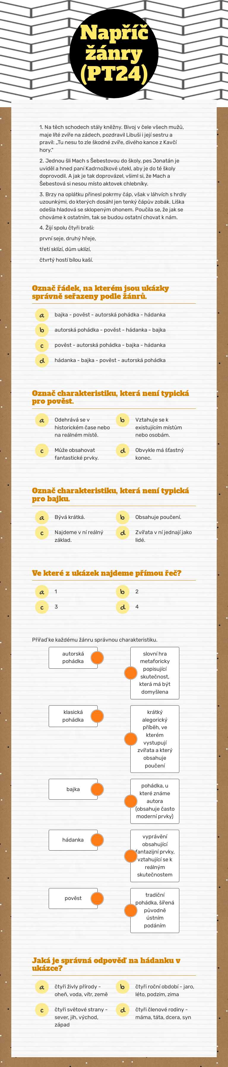 Napříč žánry (PT24) worksheet preview image