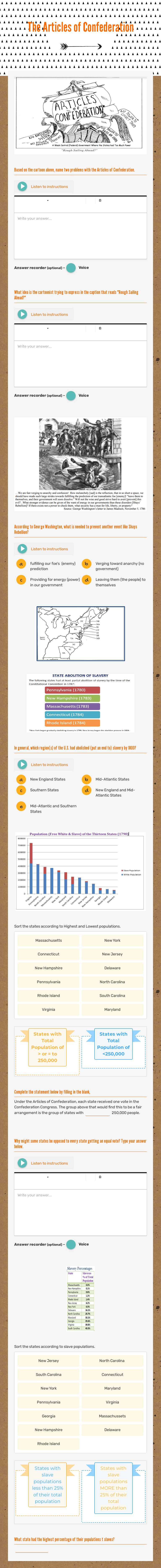 The Articles of Confederation worksheet preview image