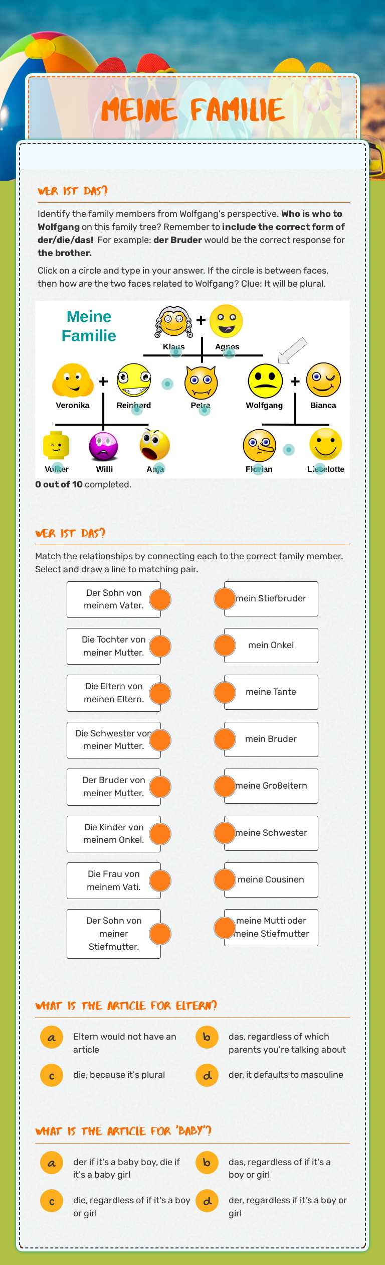 Meine Familie worksheet preview image