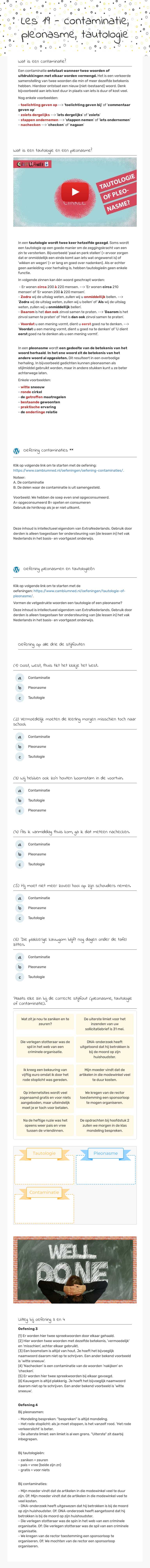 Les 19 - contaminatie, pleonasme, tautologie worksheet preview
