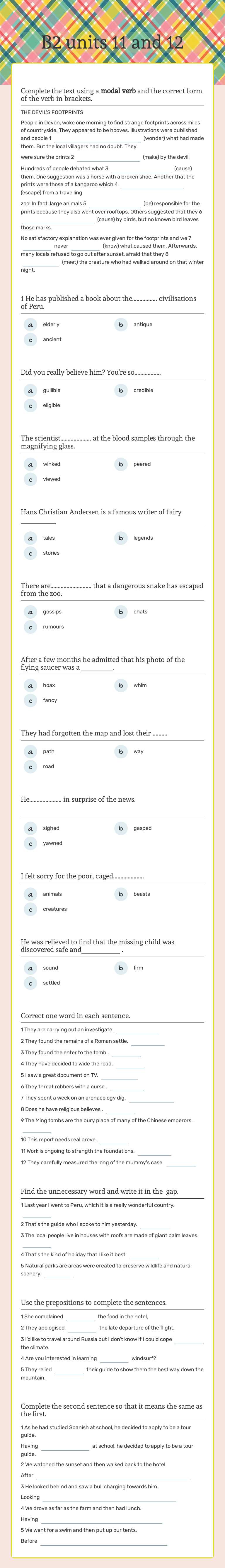 B2 units 11 and 12 worksheet preview image