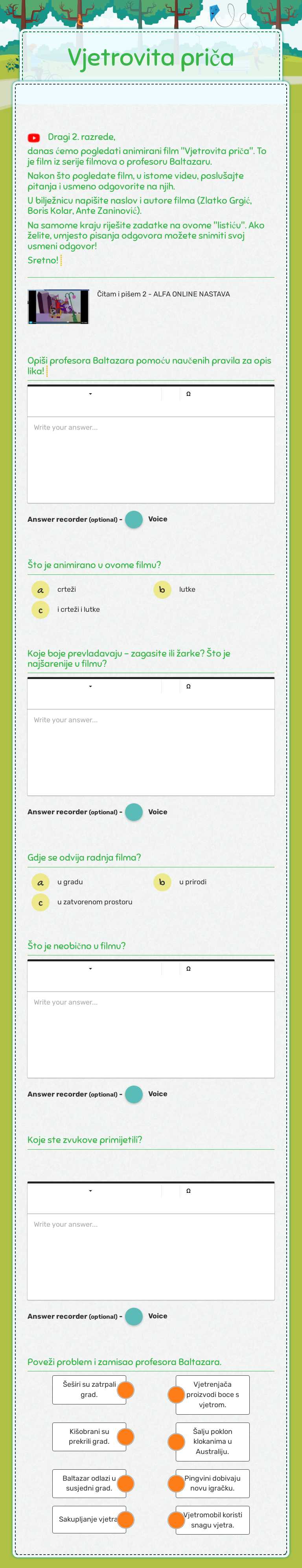 Vjetrovita priča worksheet preview image