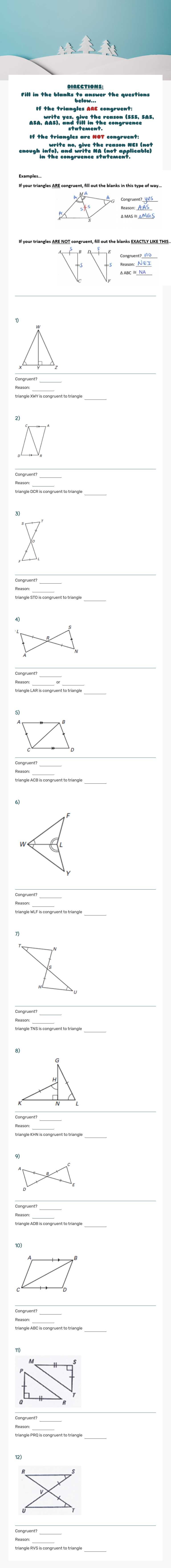 Geometry: Unit 5 - Notes 1 HW worksheet preview image