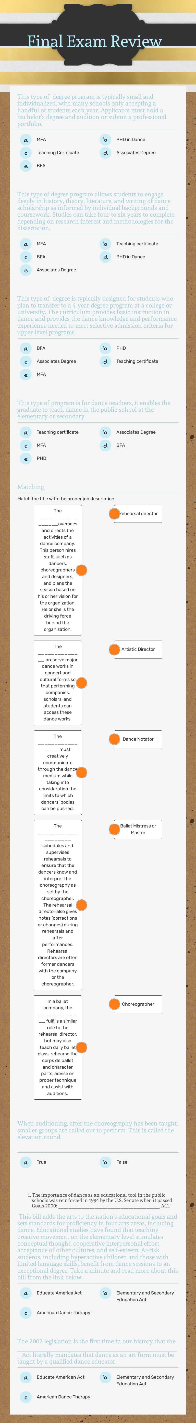 Final Exam Review worksheet preview image