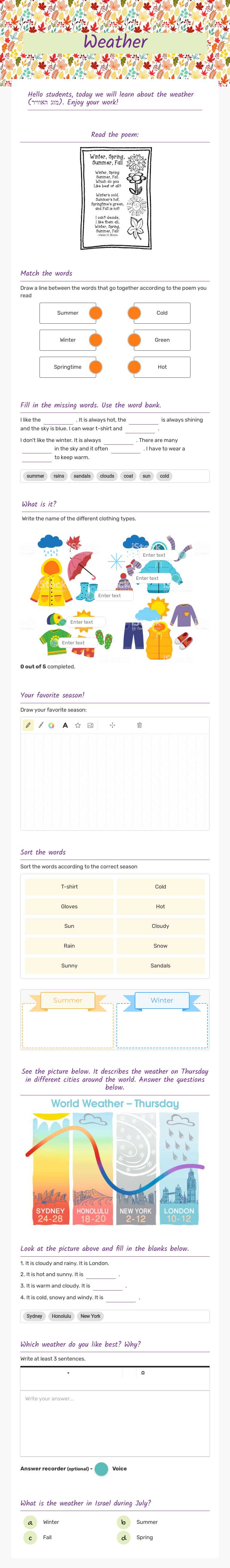 Weather worksheet preview image
