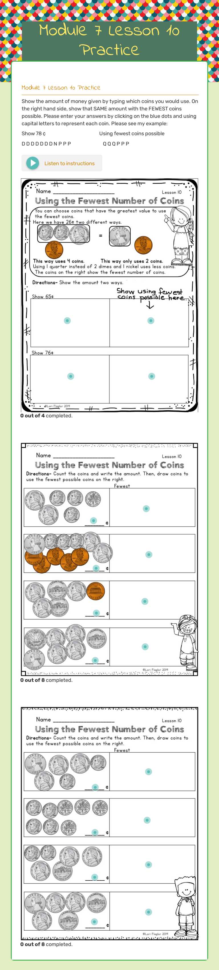 Module 7 Lesson 10 Practice worksheet preview image