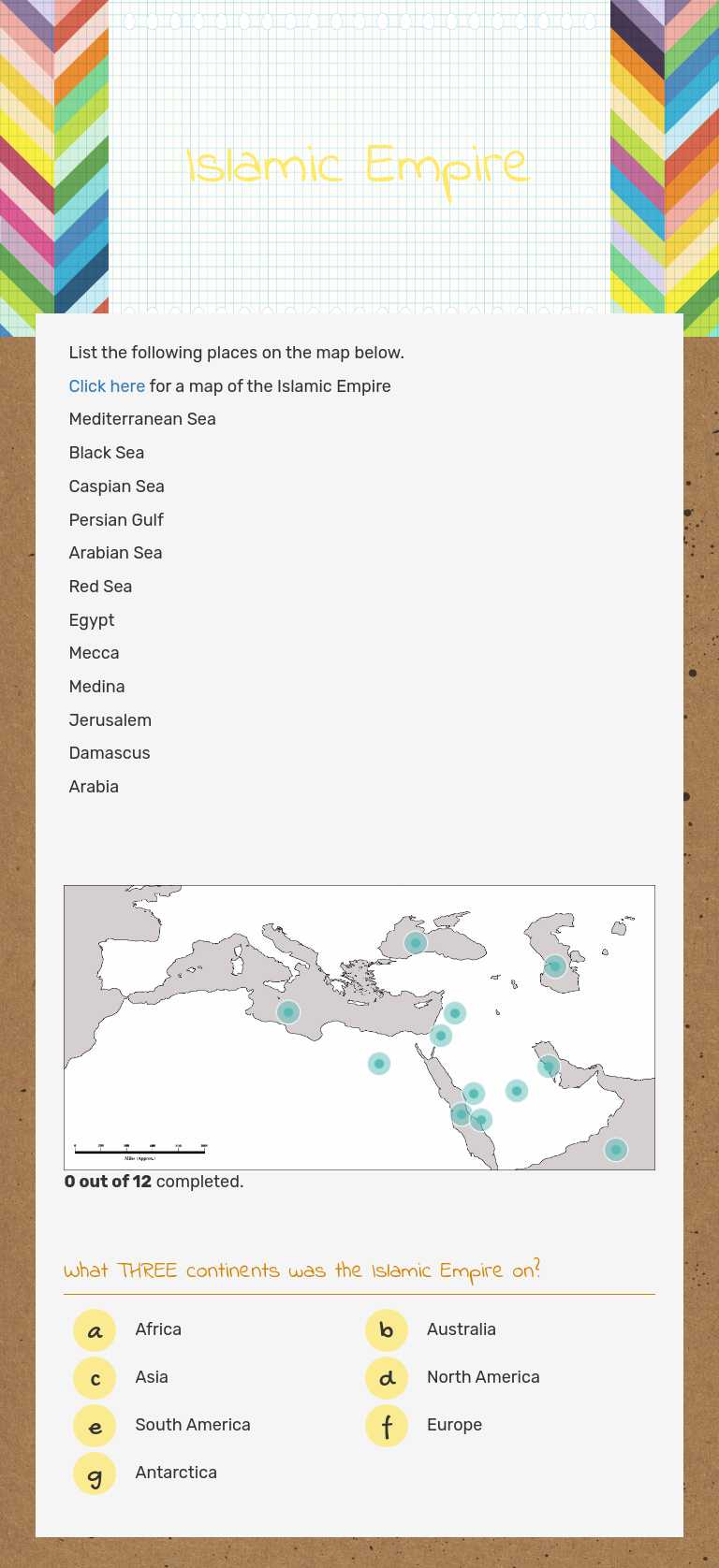 Islamic Empire worksheet preview