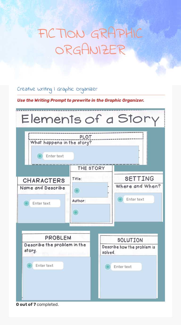 FICTION GRAPHIC ORGANIZER Grade 7 worksheet preview