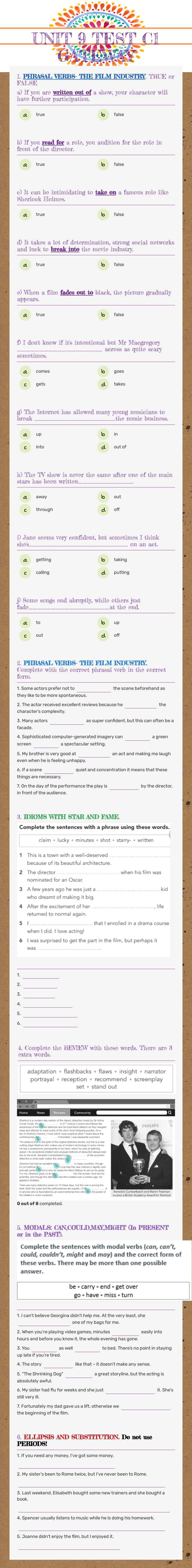 UNIT 9 TEST C1 GATEWAY worksheet preview image