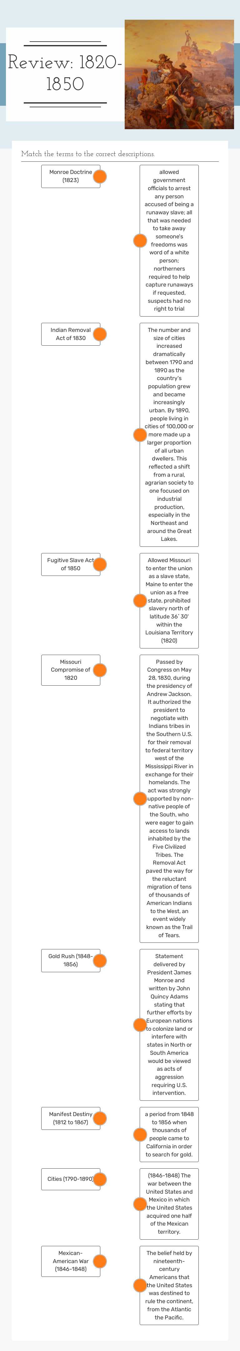Review: 1820-1850 worksheet preview image