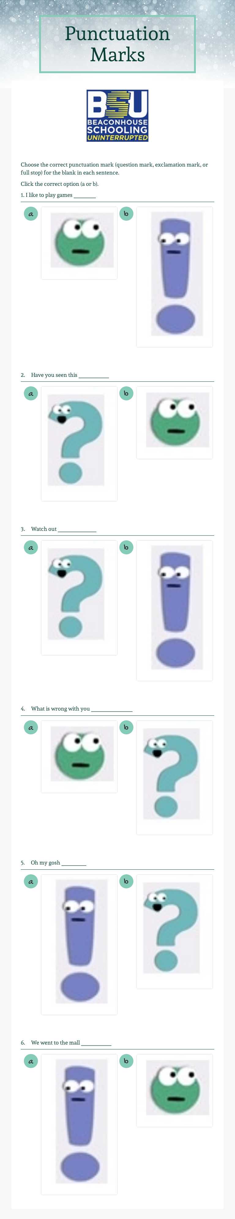 Punctuation Marks worksheet preview image