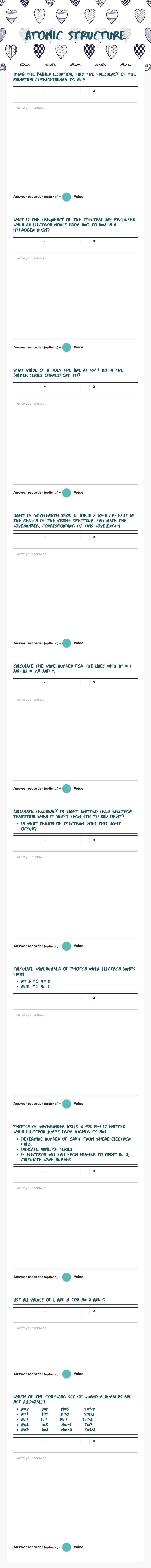 ATOMIC STRUCTURE Grade 11 worksheet preview