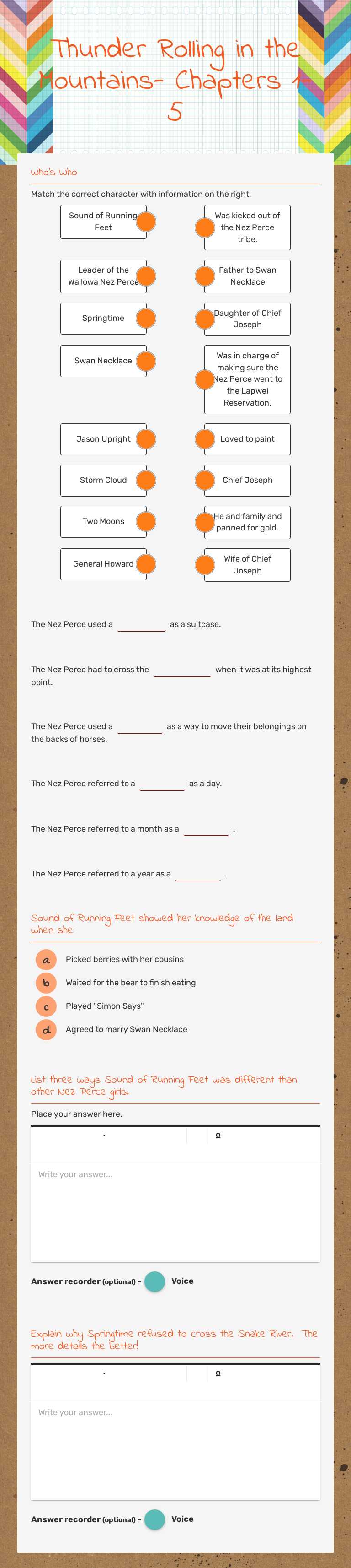 Thunder Rolling in the Mountains- Chapters 1-5 worksheet preview image