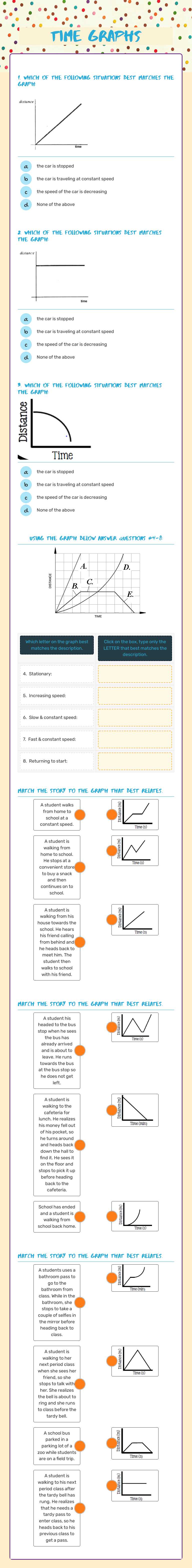 Time Graphs worksheet preview image