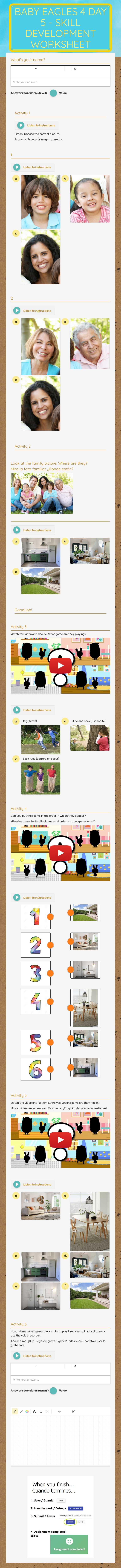 Baby Eagles 4 Day 5 - Skill Development worksheet worksheet preview image