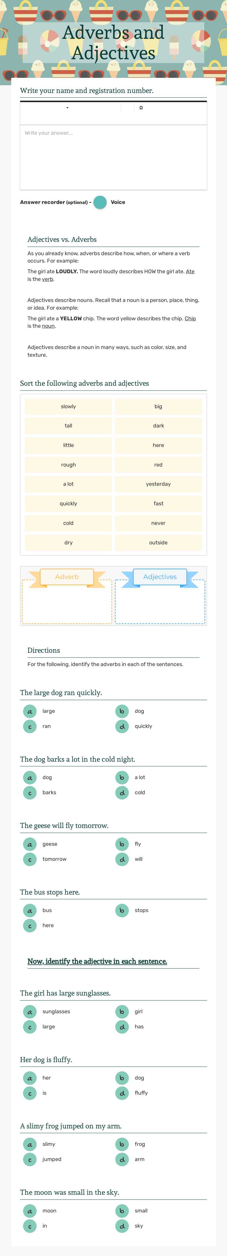 Adverbs and Adjectives worksheet preview image