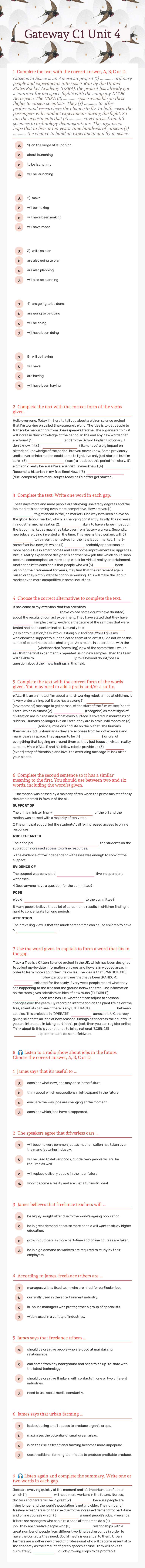 Gateway C1 Unit 4 worksheet preview image
