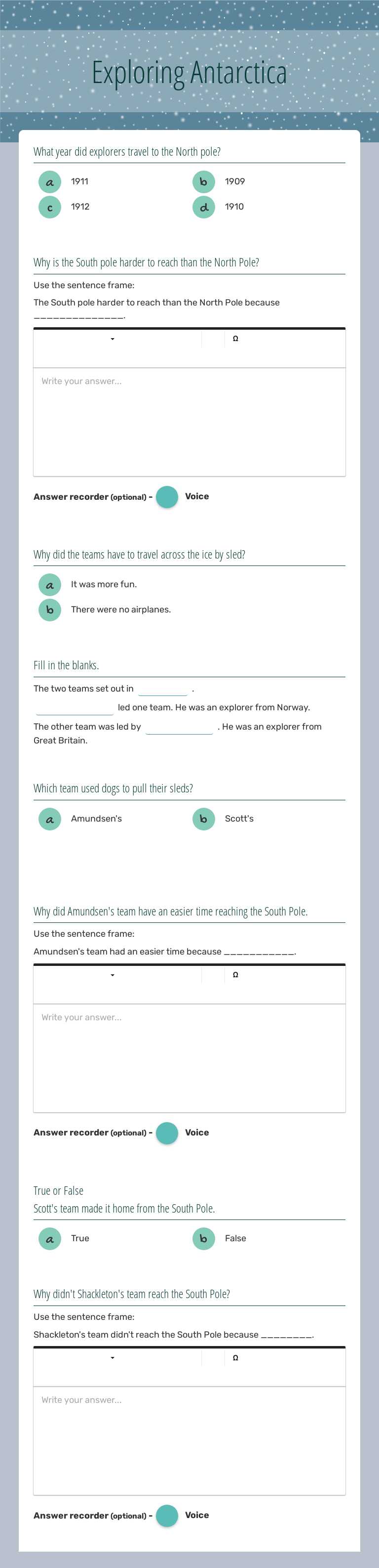 Exploring Antarctica worksheet preview