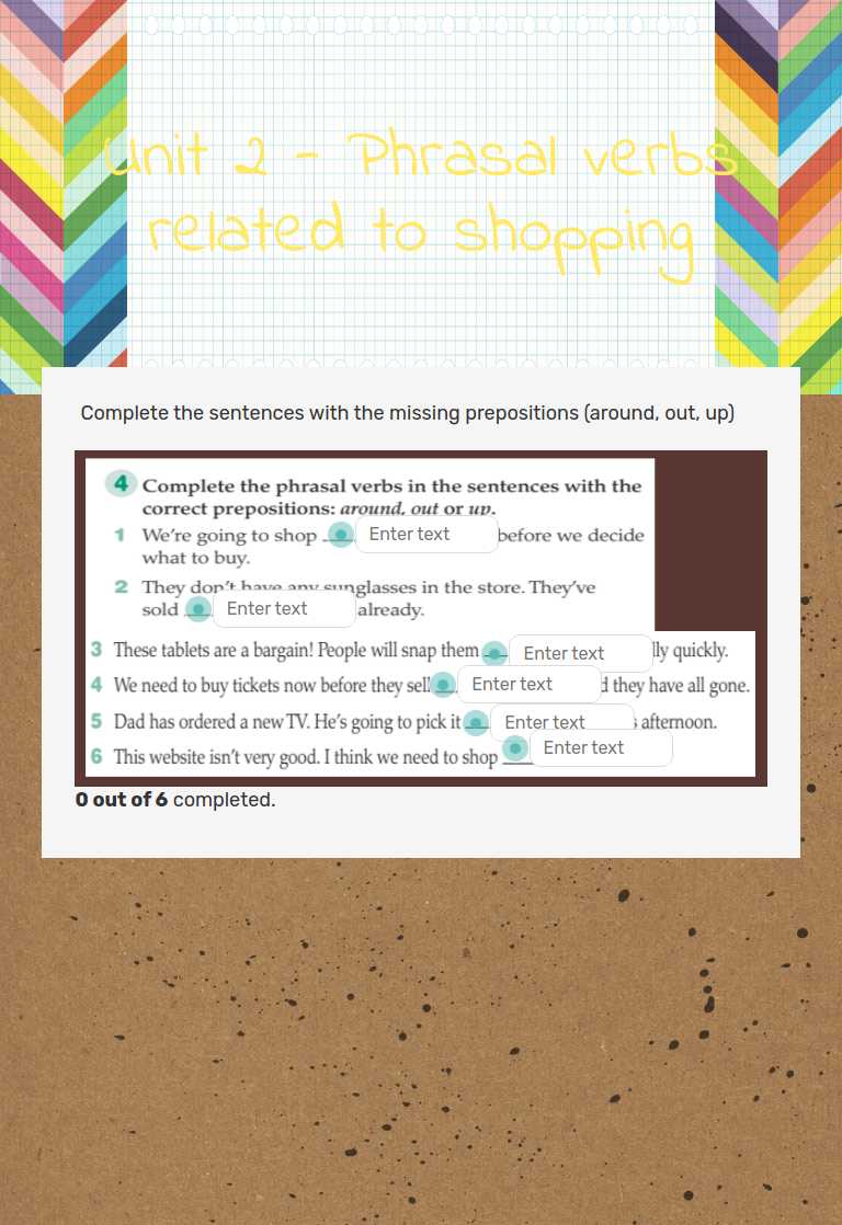 Unit 2 - Phrasal verbs related to shopping worksheet preview image