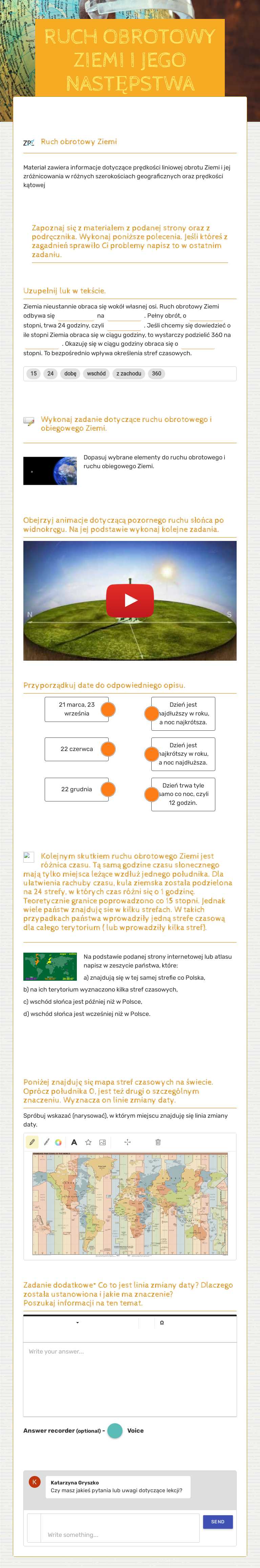 RUCH OBROTOWY ZIEMI I JEGO NASTĘPSTWA worksheet preview image