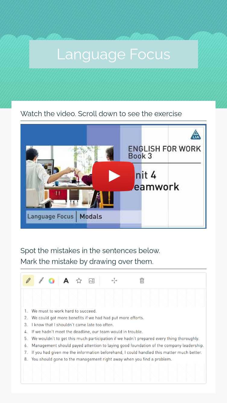 Language Focus worksheet preview