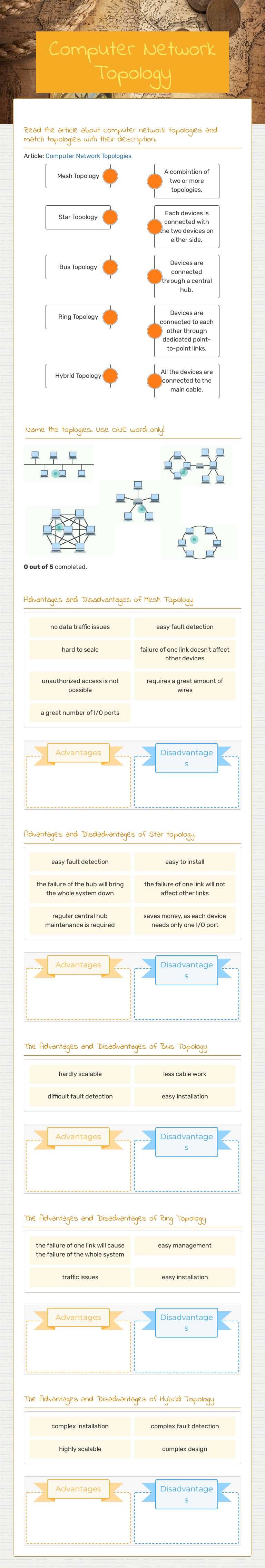 Computer Network Topology worksheet preview image