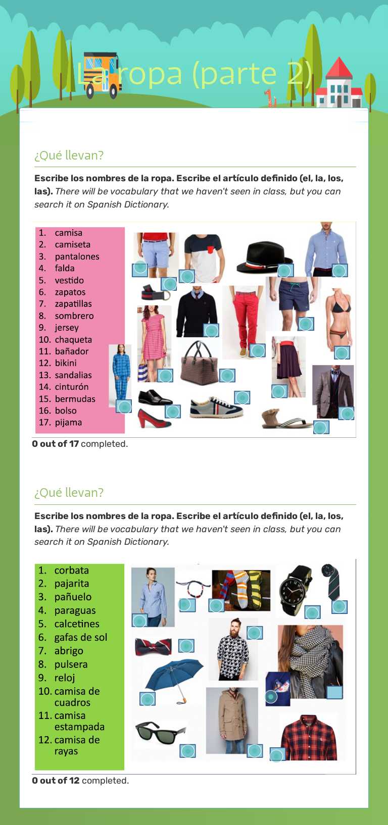 La ropa (parte 2) worksheet preview image