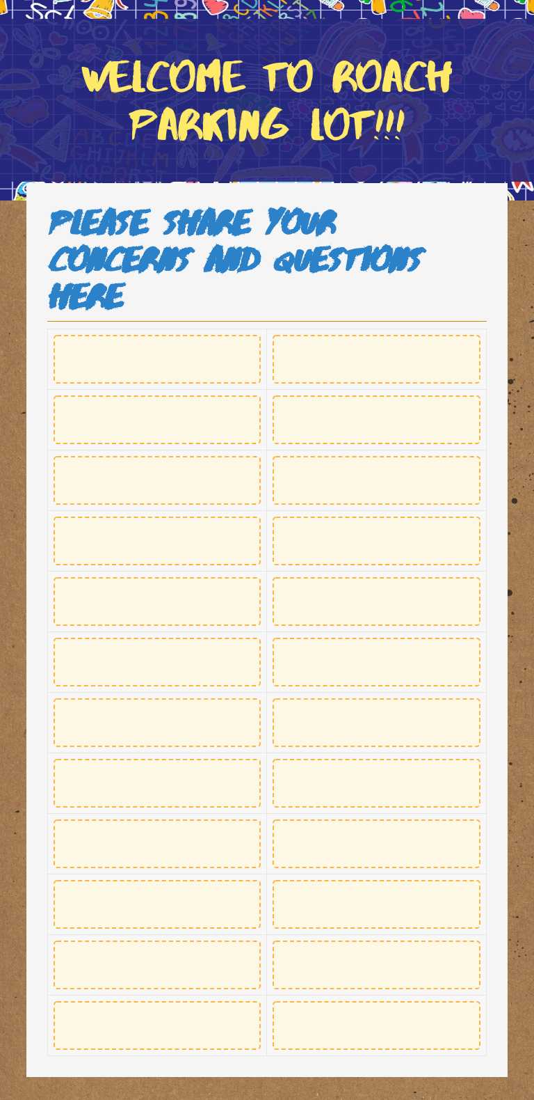 WELCOME TO ROACH Parking lot!!! Other worksheet preview