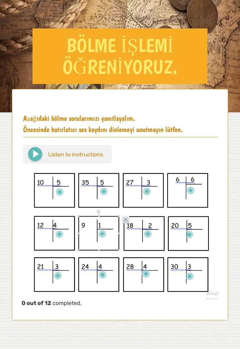 BÖLME İŞLEMİ ÖĞRENİYORUZ. worksheet preview image