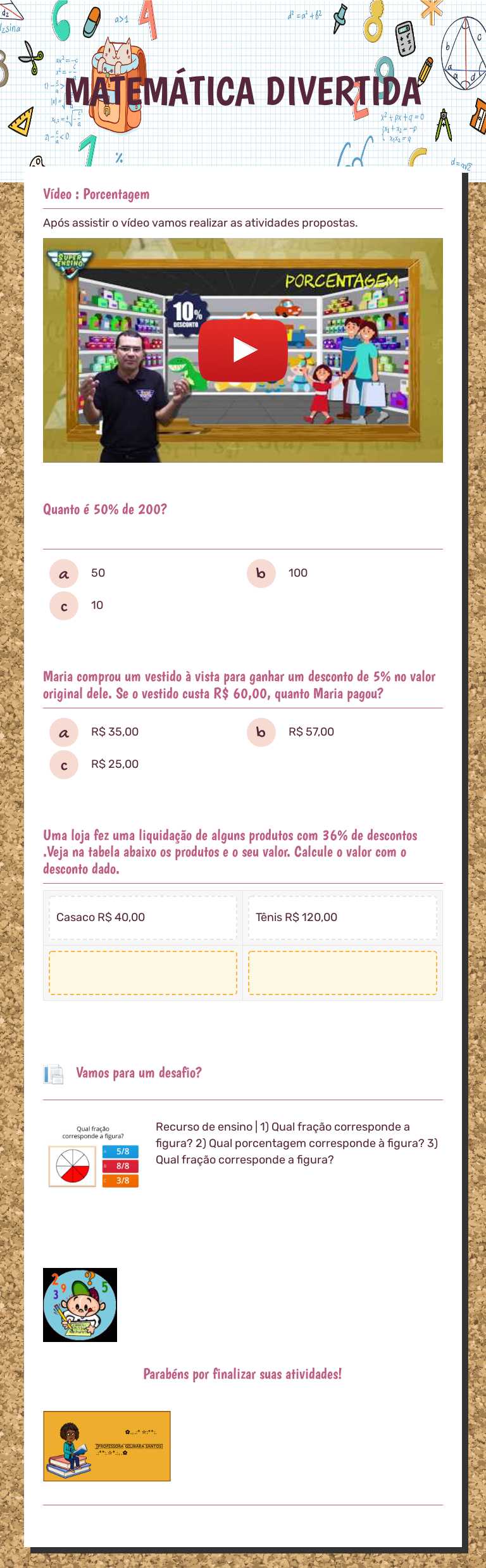 MATEMÁTICA DIVERTIDA worksheet preview image
