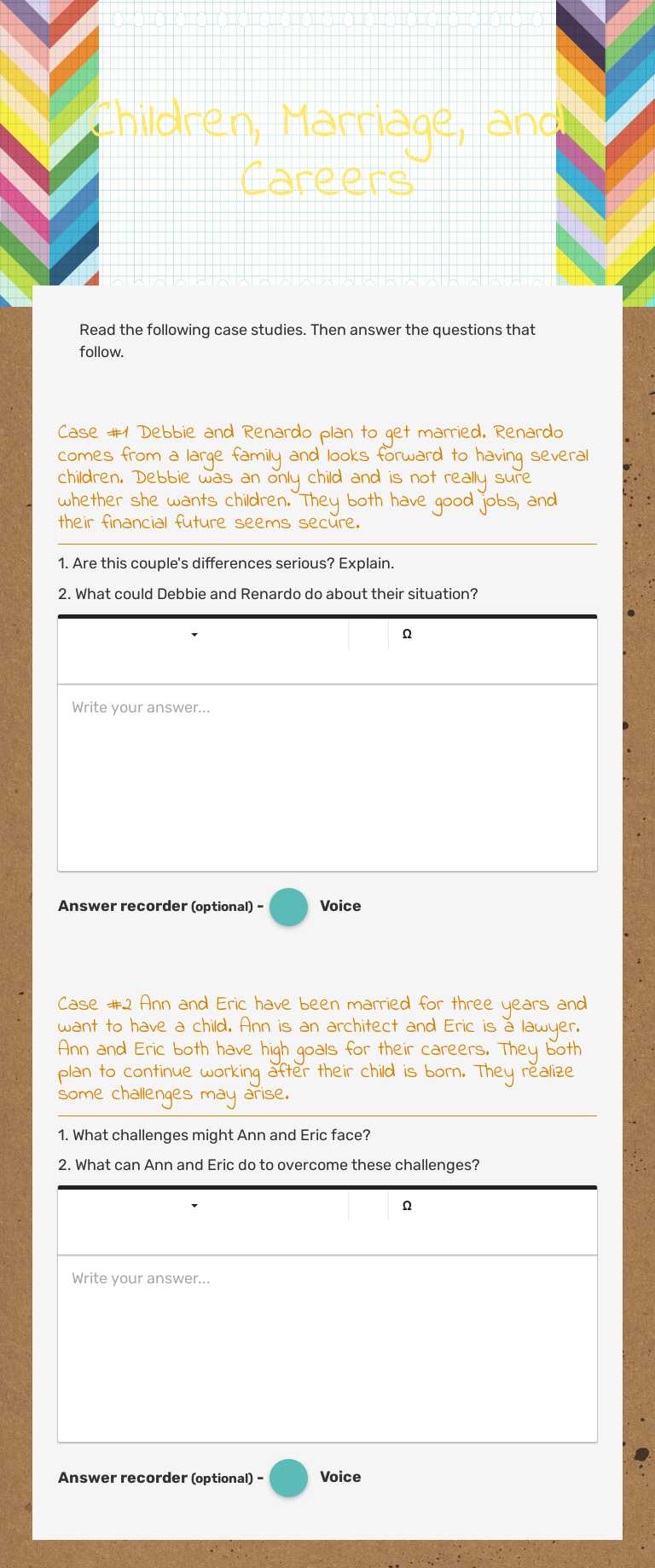 Children, Marriage, and Careers worksheet preview image
