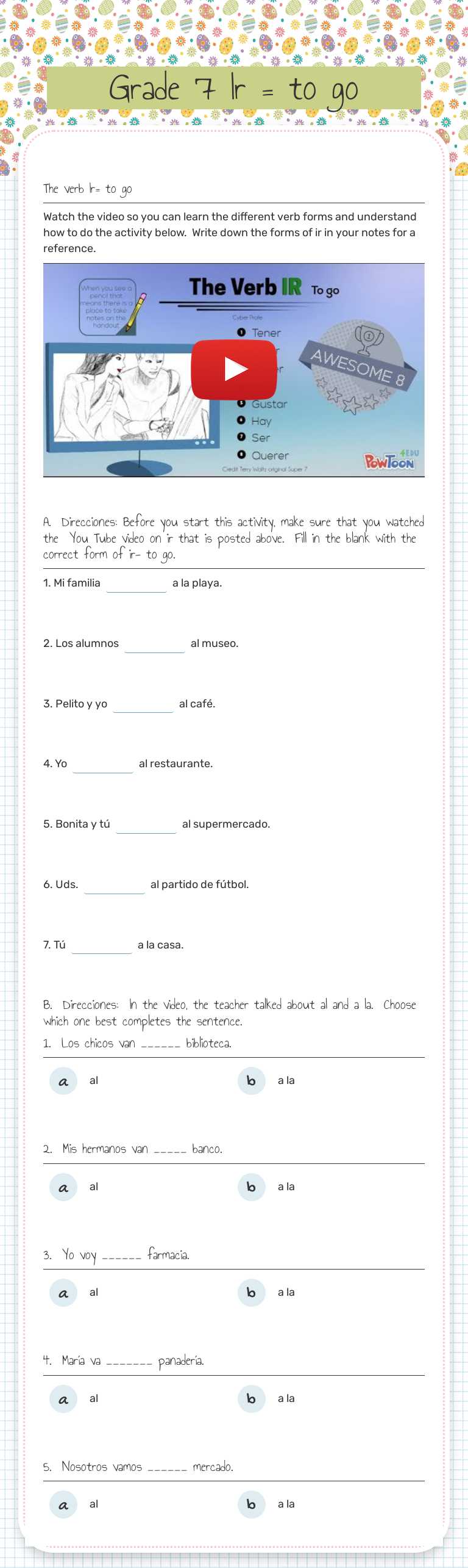 Grade 7 Ir = to go worksheet preview image