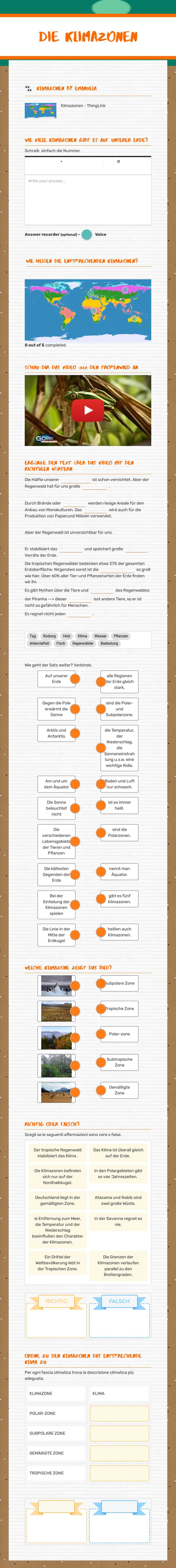 die Klimazonen worksheet preview image