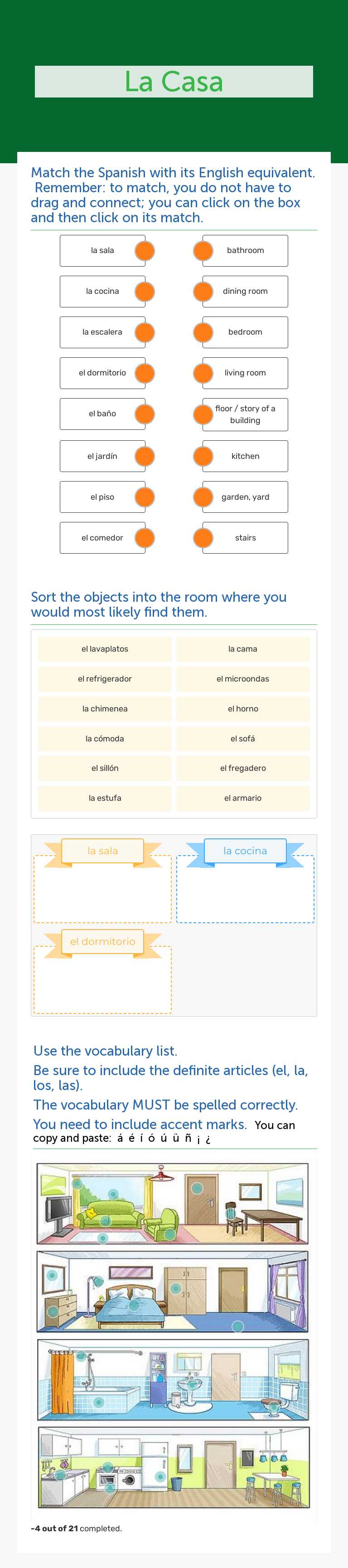 La Casa Other worksheet preview