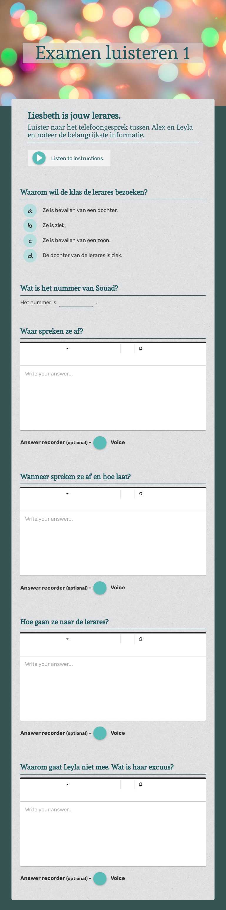 Examen  luisteren 1 worksheet preview image