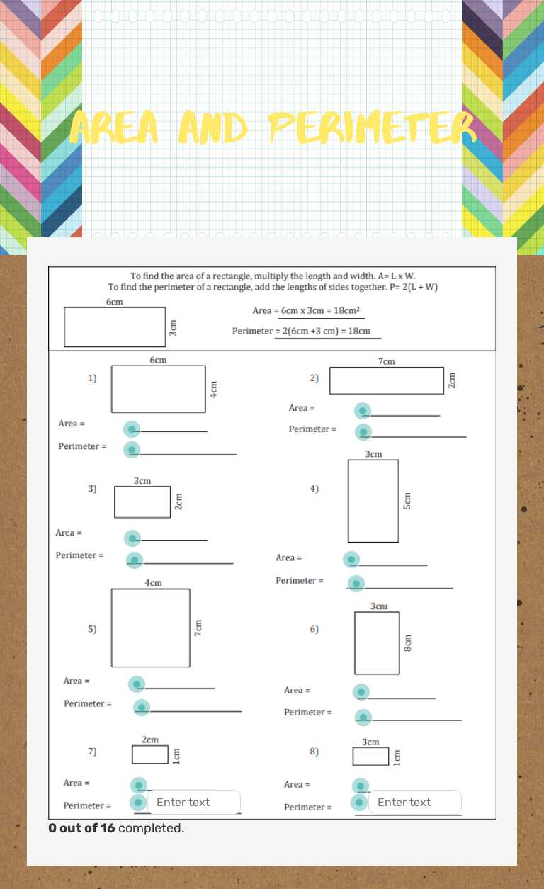 Area and Perimeter worksheet preview image